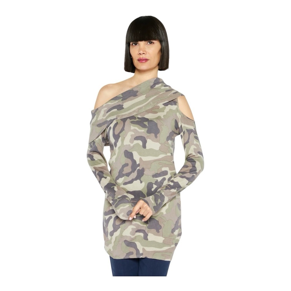 INC International Concepts‎ Camo Print Off The Shoulder Cutout Tunic Top XXLARGE